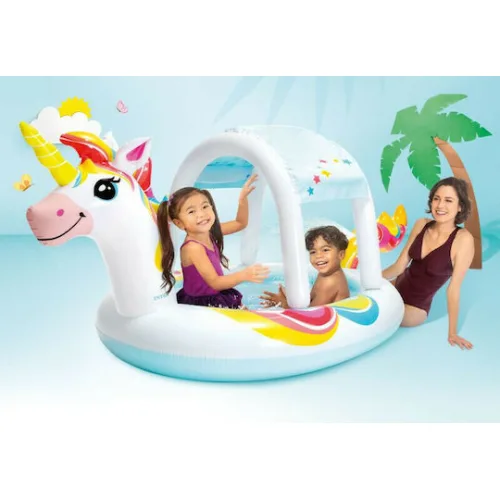 Intex Unicorn Spray Παιδική Στρογγυλή Πισίνα Φουσκωτή 254x109εκ. Λευκή Intex Unicorn Spray Παιδική Στρογγυλή Πισίνα Φουσκωτή 254x109εκ. Λευκή