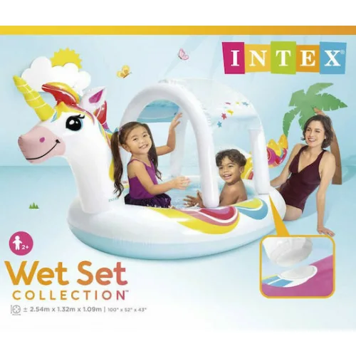 Intex Unicorn Spray Παιδική Στρογγυλή Πισίνα Φουσκωτή 254x109εκ. Λευκή Intex Unicorn Spray Παιδική Στρογγυλή Πισίνα Φουσκωτή 254x109εκ. Λευκή