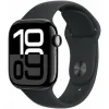 Apple Watch Series 10 Aluminium 42mm Αδιάβροχο με Παλμογράφο (Jet Black με Black Sport Band (S/M))