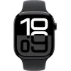 Apple Watch Series 10 Aluminium 42mm Αδιάβροχο με Παλμογράφο (Jet Black με Black Sport Band (S/M))