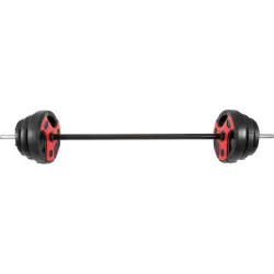 AMILA Body-Pump Μπάρα Φ25mm Σετ με Βάρη 20kg Μήκους 140cm με Κολάρα Μανταλάκια