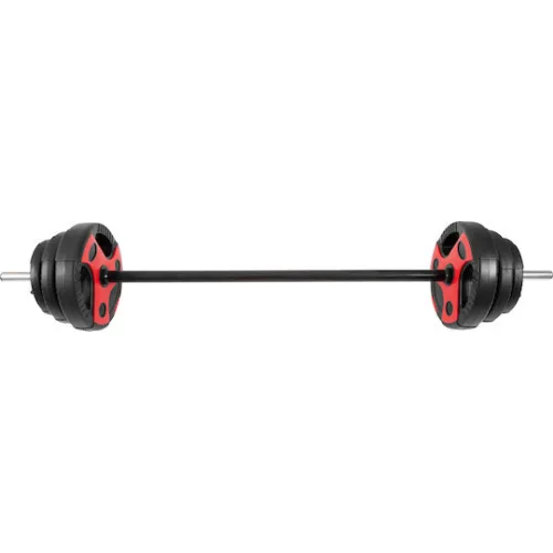 AMILA Body-Pump Μπάρα Φ25mm Σετ με Βάρη 20kg Μήκους 140cm με Κολάρα Μανταλάκια