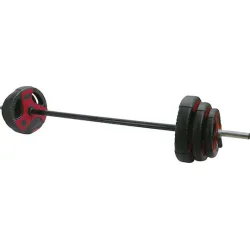 AMILA Body-Pump Μπάρα Φ25mm Σετ με Βάρη 20kg Μήκους 140cm με Κολάρα Μανταλάκια