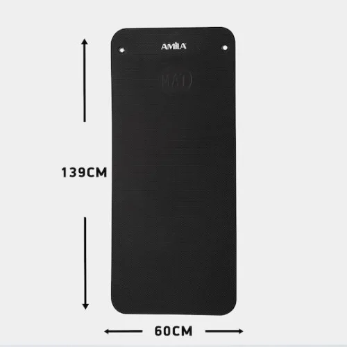 AMILA Στρώμα Γυμναστικής Yoga/Pilates Μαύρο (139x60x1.5cm)