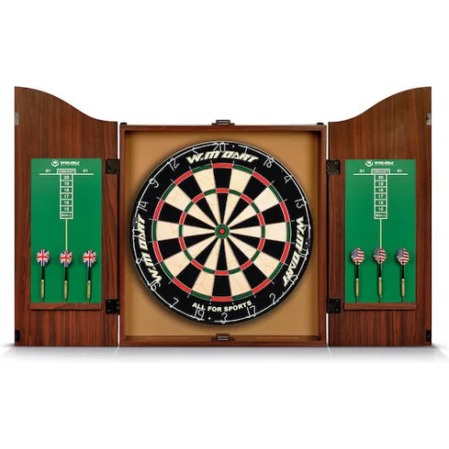 Win Max Σετ με Στόχο & 6 Βελάκια Στόχος Τρίχινος με 6 Βελάκια σε Ξύλινη Θήκη Πειρατής