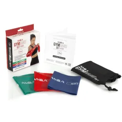 AMILA Ελαστικοί Ιμάντες Γυμναστικής Σετ 3τμχ Πολύχρωμοι 2.5m