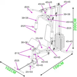 AMILA HG250 Πολυόργανο Γυμναστικής με Βάρη 44.5kg