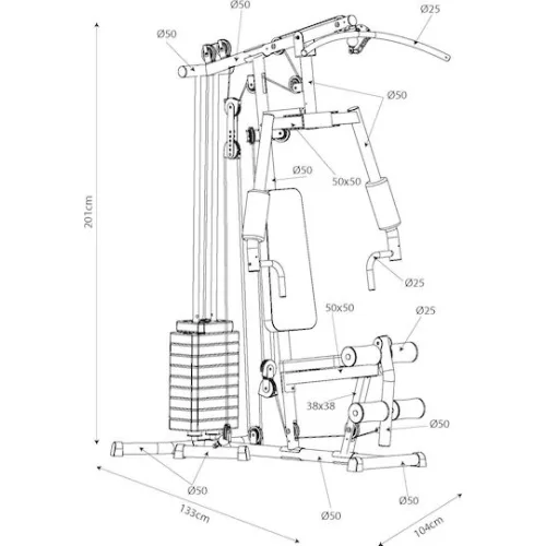 AMILA HG187F Πολυόργανο Γυμναστικής με Βάρη 44.45kg