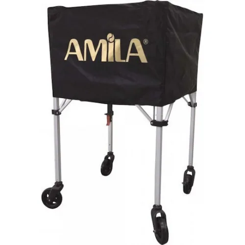 AMILA Καλάθι Μεταφοράς Μπαλών σε Μαύρο Χρώμα