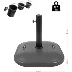 Escape Βάση Ομπρέλας από Τσιμέντο σε Γκρι Χρώμα 49x49x9cm