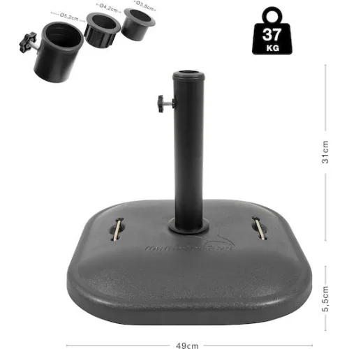 Escape Βάση Ομπρέλας από Τσιμέντο σε Γκρι Χρώμα 49x49x9cm