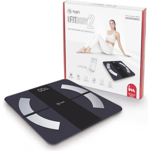 AMILA Smart Fitbody 2 Smart Ζυγαριά με Λιπομετρητή & Bluetooth Μαύρη
