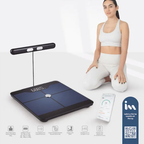 AMILA Fitbody 8 Smart Ζυγαριά 180kg με Λιπομετρητή & Bluetooth Μαύρη