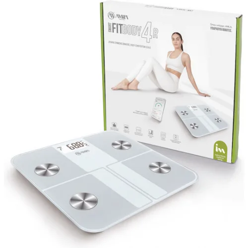 AMILA Fitbody 4R Smart Ζυγαριά με Λιπομετρητή & Bluetooth Λευκή