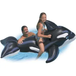 Intex Whale Παιδικό Φουσκωτό Ride On Θαλάσσης με Χειρολαβές Μαύρο 193εκ.