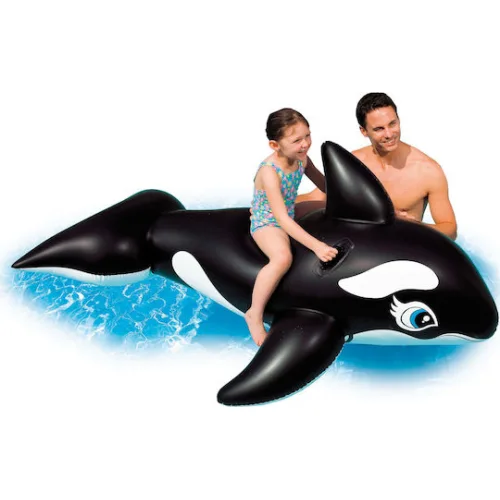 Intex Whale Παιδικό Φουσκωτό Ride On Θαλάσσης με Χειρολαβές Μαύρο 193εκ.