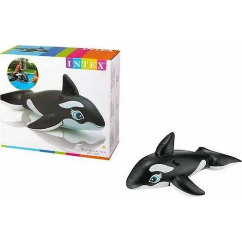 Intex Whale Παιδικό Φουσκωτό Ride On Θαλάσσης με Χειρολαβές Μαύρο 193εκ.