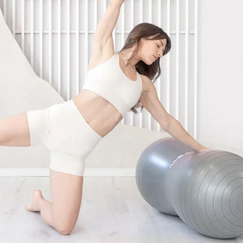 AMILA Peanut Μπάλα Pilates 50cm σε Μαύρο Χρώμα