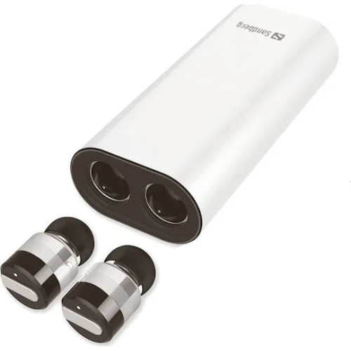 Sandberg Earbuds + Powerbank Bluetooth Handsfree Ακουστικά με Θήκη Φόρτισης Ασημί