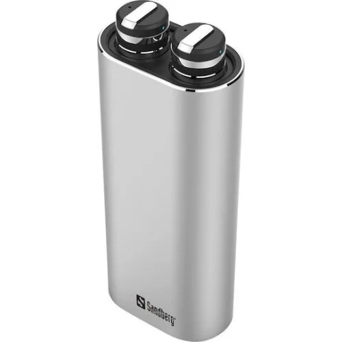 Sandberg Earbuds + Powerbank Bluetooth Handsfree Ακουστικά με Θήκη Φόρτισης Ασημί