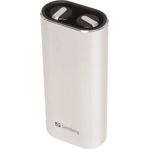 Sandberg Earbuds + Powerbank Bluetooth Handsfree Ακουστικά με Θήκη Φόρτισης Ασημί