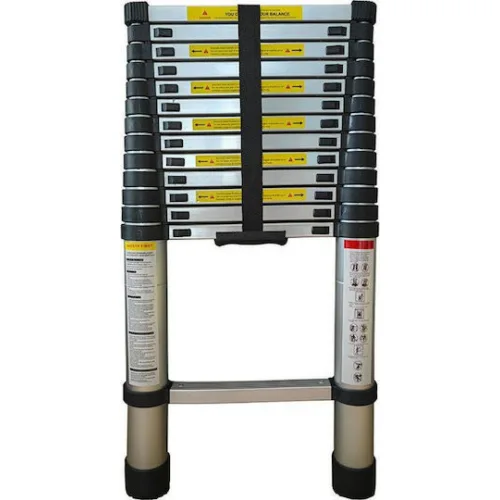 Bormann Τηλεσκοπική Σκάλα Αλουμινίου Διπλή 14 Σκαλιών Μέγιστου Ύψους 4.1m BHL7030
