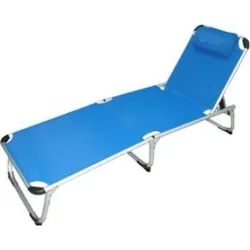 Campus Ξαπλώστρα Παραλίας Μπλε Πτυσσόμενη Αλουμινίου με Μαξιλαράκι 187x58x30εκ.