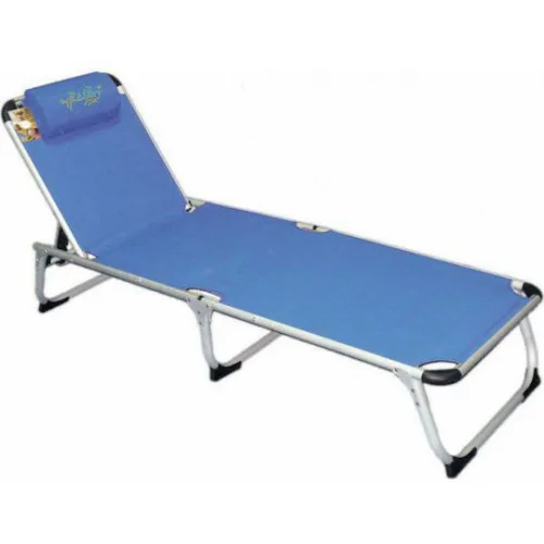 Campus Ξαπλώστρα Παραλίας Μπλε Πτυσσόμενη Αλουμινίου με Μαξιλαράκι 187x58x30εκ.