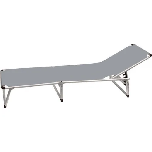 Velco Ξαπλώστρα Παραλίας Γκρι Πτυσσόμενη Αλουμινίου 198x62x25εκ.