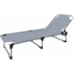 Velco Ξαπλώστρα Παραλίας Γκρι Πτυσσόμενη Αλουμινίου 198x62x25εκ.
