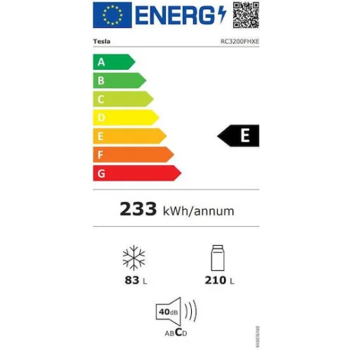 Tesla Ψυγειοκαταψύκτης 293lt Total NoFrost Υ185xΠ60xΒ60εκ. Λευκός RC3200FHE