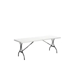 Πλαστικό Τραπέζι Catering Εξωτερικού Χώρου Πτυσσόμενο με Μεταλλικό Σκελετό Λευκό 244x76x72εκ.