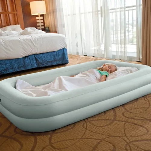 Intex Φουσκωτό Στρώμα Ύπνου με Αντλία Χειρός Kidz Travel Bed 168x107x25εκ. Πράσινο