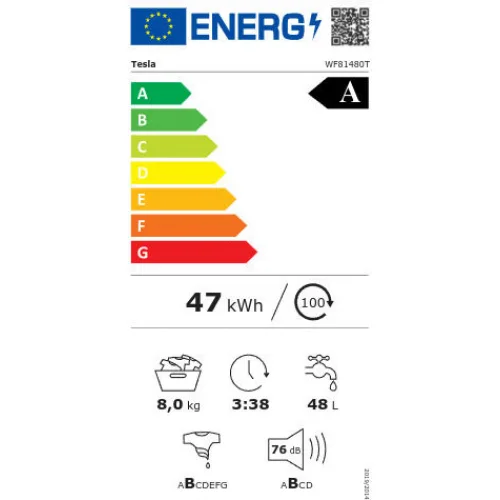 Tesla Πλυντήριο Ρούχων 8kg με Τεχνολογία Ατμού 1400 Στροφών WF81480T