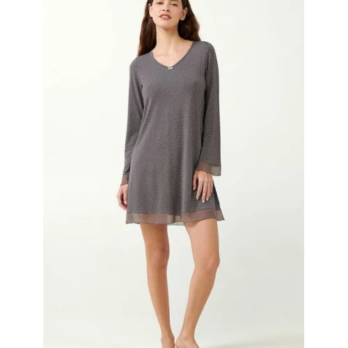 Vamp Χειμερινό Γυναικείο Νυχτικό Γκρι