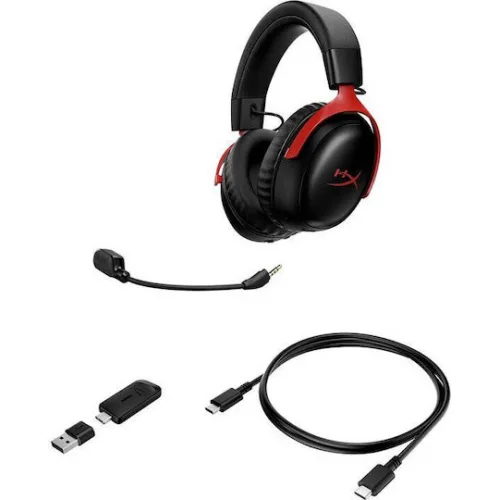 HyperX Cloud III S Ασύρματο Over Ear Gaming Headset με σύνδεση Bluetooth / USB Black/Red for Nintendo Switch / PC / PS5