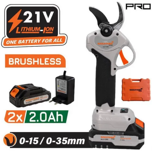 Nakayama EC1435 Ψαλίδι Κλαδέματος Μπαταρίας Brushless 21V 2x2Ah/2Ah με Μέγιστη Διάμετρο Κοπής 35mm