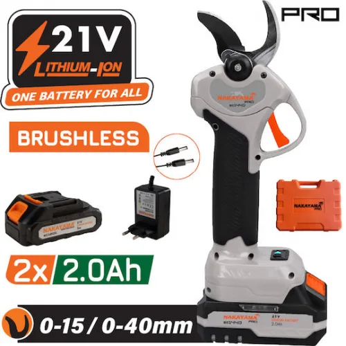 Nakayama EC1440 Ψαλίδι Κλαδέματος Μπαταρίας Brushless 21V 2x2Ah/2Ah με Μέγιστη Διάμετρο Κοπής 40mm Nakayama EC1440 Ψαλίδι Κλαδέματος Μπαταρίας Brushless 21V 2x2Ah/2Ah με Μέγιστη Διάμετρο Κοπής 40mm