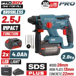 Bormann BBP5301X44CA Σκαπτικό Πιστολέτο Μπαταρίας Brushless 20V 2x4Ah με Υποδοχή SDS Plus