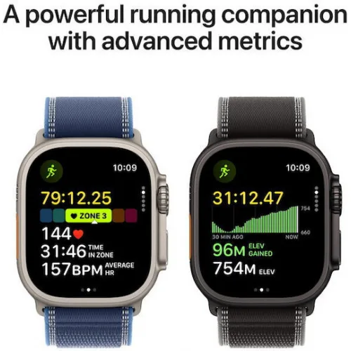 Apple Watch Ultra 3 Titanium 49mm Αδιάβροχο με eSIM και Παλμογράφο (Natural Titanium Case with Light Blue Alpine Loop - Medium)