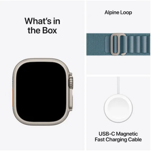 Apple Watch Ultra 3 Titanium 49mm Αδιάβροχο με eSIM και Παλμογράφο (Natural Titanium Case with Light Blue Alpine Loop - Medium)