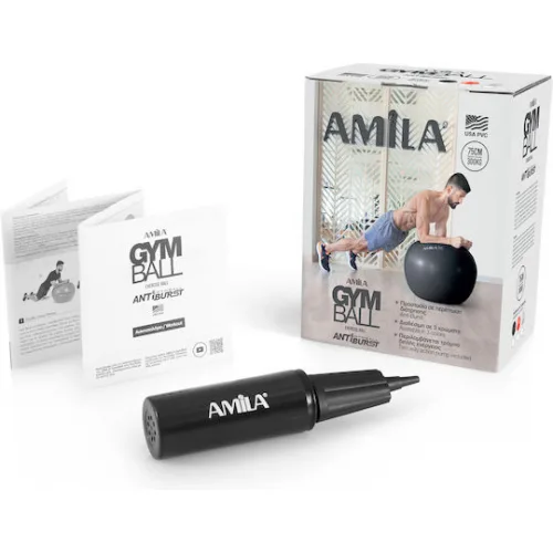 AMILA Μπάλα Pilates 75cm , 1.7kg σε Μαύρο Χρώμα