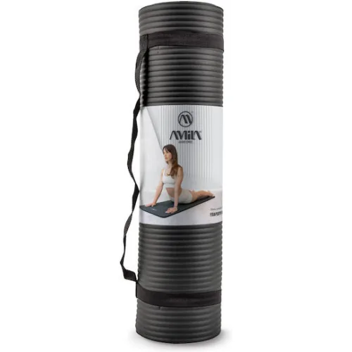 AMILA Στρώμα Γυμναστικής Yoga/Pilates Μαύρο (183x63x1.5cm)