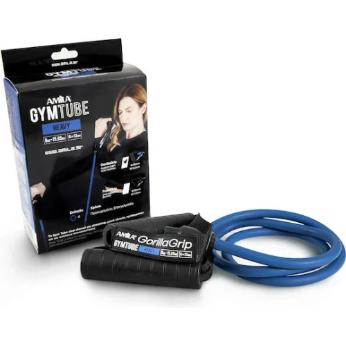 AMILA Gorilla Grip Λάστιχο Γυμναστικής Σωληνωτό Σκληρό με Λαβές Μπλε