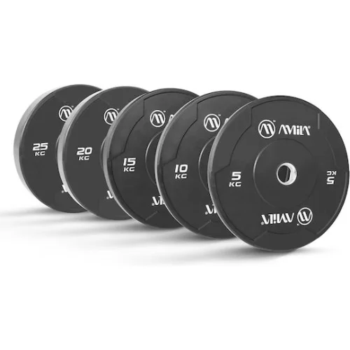 Δίσκος AMILA Black W Bumper Slim 50mm 15Kg