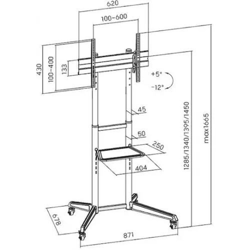 Superior Electronics 188-0077 Βάση Τηλεόρασης Τοίχου έως 70" και 50kg Μαύρο