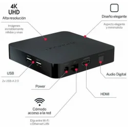 Thomson TV Box 240G 4K UHD με WiFi USB 2.0 2GB RAM και 8GB Αποθηκευτικό Χώρο με Λειτουργικό Android και Google Assistant