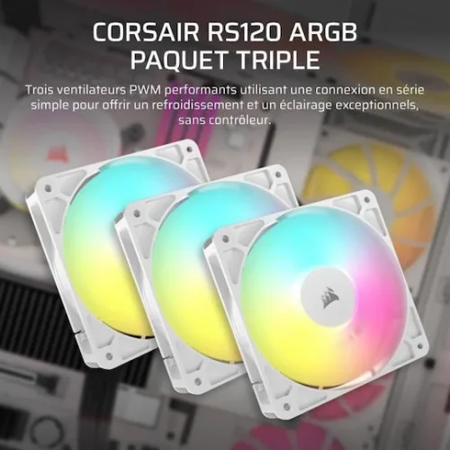 Corsair RS120 Case Fan με ARGB Φωτισμό και Σύνδεση 4-Pin PWM 3τμχ Λευκό
