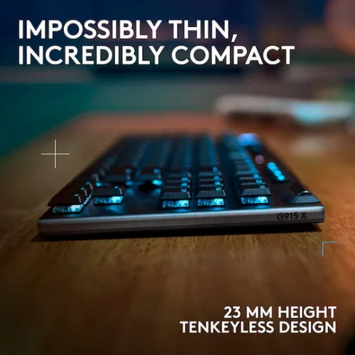 Logitech G915 X Lightspeed Ασύρματο Gaming Μηχανικό Πληκτρολόγιο Tenkeyless με GL Linear διακόπτες και RGB φωτισμό (Αγγλικό US)
