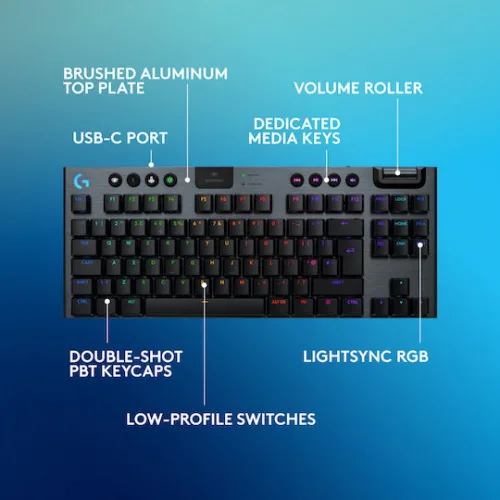 Logitech G915 X Lightspeed Ασύρματο Gaming Μηχανικό Πληκτρολόγιο Tenkeyless με GL Linear διακόπτες και RGB φωτισμό (Αγγλικό US)